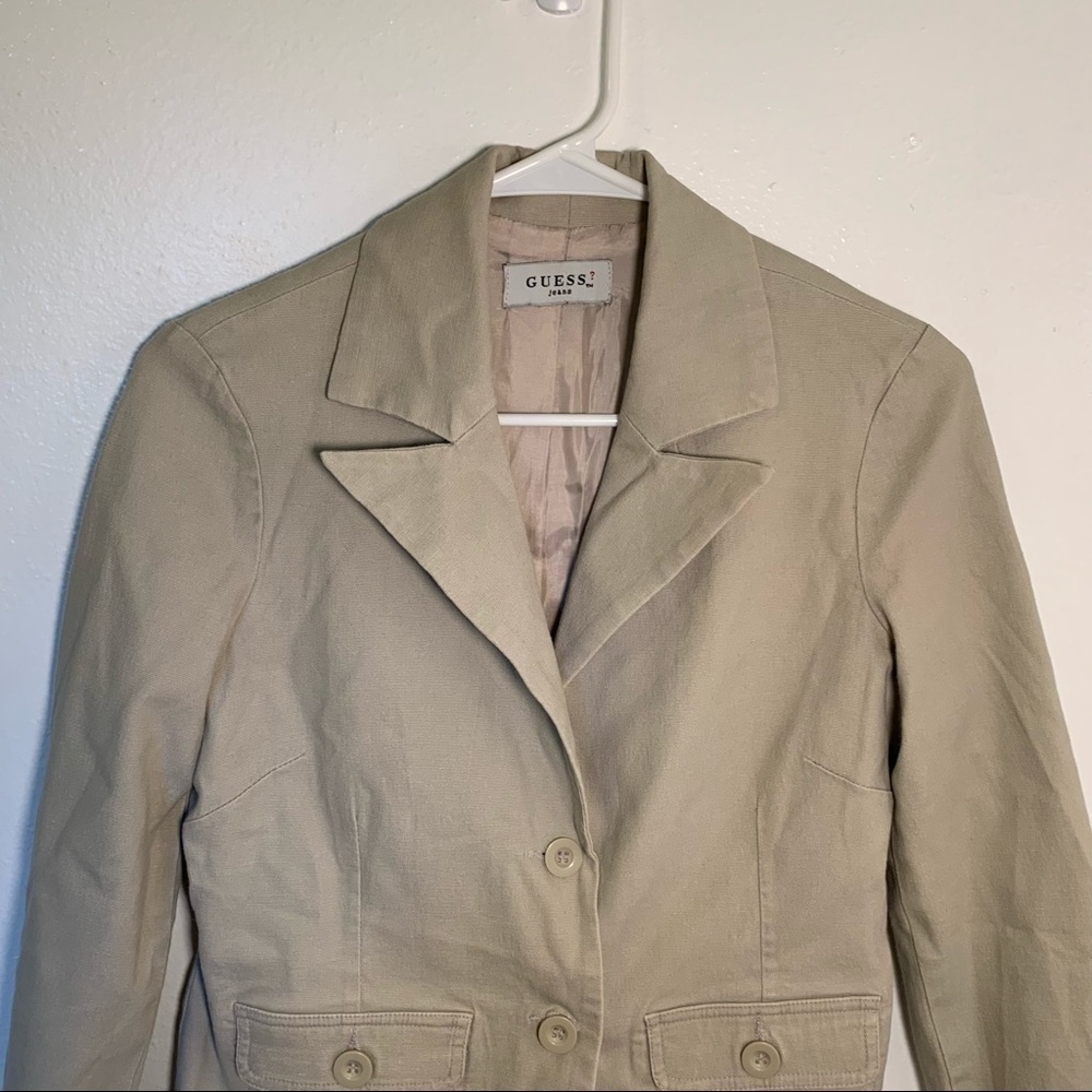 Vintage Guess Jeans 2 Button Blazer Beige - Picture 3 of 9